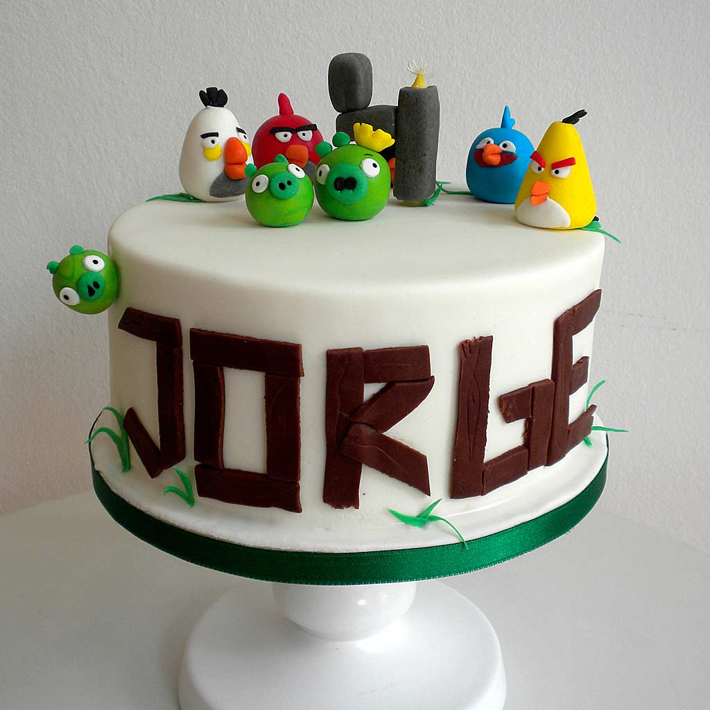 tartas con fondant angry birds