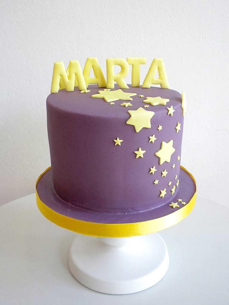tartas con fondant noche estrellada